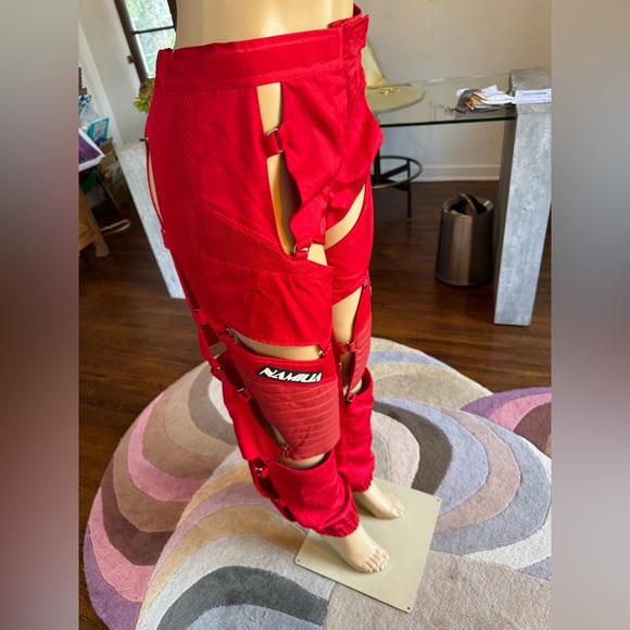 Namallia red hot cut out moto pants size S NWOT - Picture 4 of 16